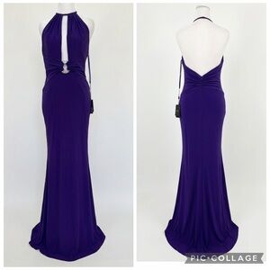 NWT Mac Duggal 42065 Purple Gown, size 4 Wedding Formals Black Tie Ieena